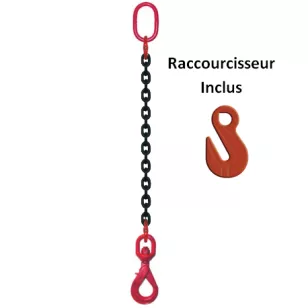 ELINGUE CHAINE - 1BRIN - CROCHET V/AUTO/EMERILLON + RACCOURCISSEUR - LONGUEUR : 1M À 6M - CMU DE 1T120 À 5T3 ELINGUE CHAINE - 1BRIN - CROCHET V/AUTO/EMERILLON + RACCOURCISSEUR - LONGUEUR : 1M À 6M - CMU DE 1T120 À 5T3 Visuel